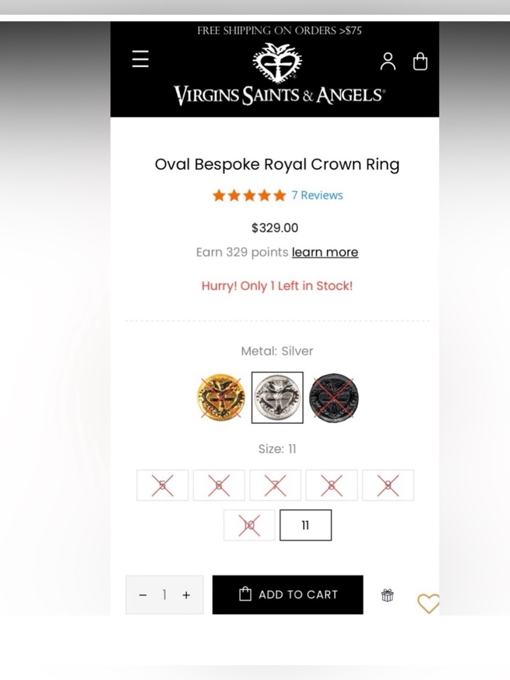 Virgins Saints & Angels Oval Bespoke Royal Crown sz 5 Gunmetal - Picture 5 of 11